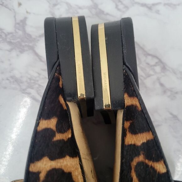 Michael Kors Natasha Leopard Dyed Calf Hair Slide Mule Clog Pony Hair Women's - Picture 7 of 12